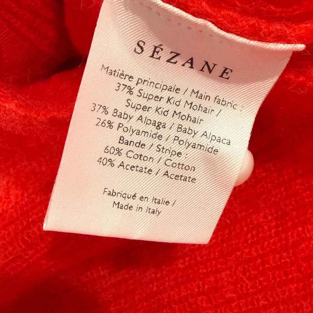 Sezane Gaspars Red Button Soft Cardigan Mohair Alpaca Sz M - Picture 9 of 11